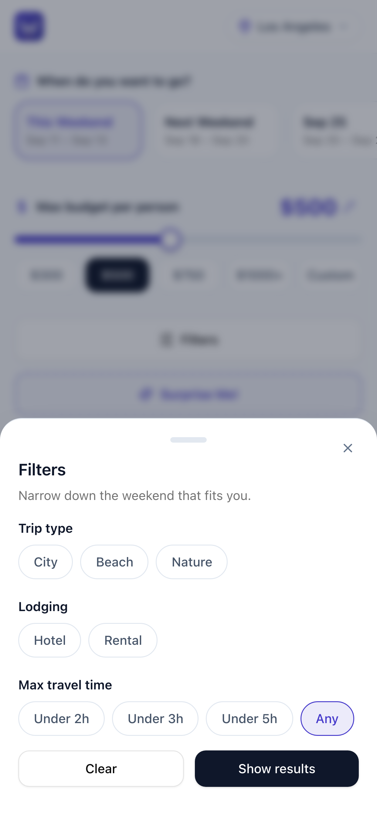 Filter trips by preferences